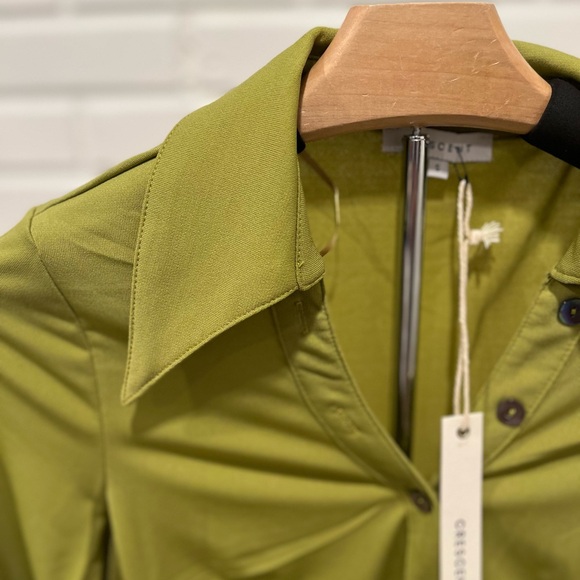 Crescent Chartreuse Button-Down Women's Shirt - Picture 5 of 7